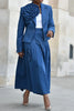 Denim Blue Designer Women Dress Suits 2 Pieces 
Modern Blazer & Skirt A Line Customized Wedding Guest Dress Evening Outfit