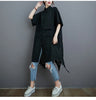 Tannt Women Shirt Asymmetry Lace Patchwork Long Oversize Blouse Tops Irregular Hollow Out Black White Shirt Women 2024 New