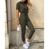 New Summer Jumpsuit Women Elegant Casual Lapel Buckle Printed Female Jumpsuit Woman Trousers Playsuit Overalls Bodysuit Romper