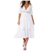 White Long Boho Lace Dress