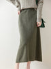 Elegant High-Waisted Pure Wool Midi Skirt
