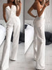 Fitshinling Strapless Elegant Jumpsuits Full Length For Women Fashion Slim Sexy Wide Leg Long Overalls Female Clothing Playsuit