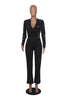 Patchwork Jumpsuit Women Casual Sexy Off Shoulder Slash Neck Long Sleeve Lady Black Jumpsuit Elegant Slim Wide Pants Streetwear