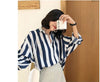 Spring Summer Loose POLO Collar Striped Printed Chiffon Shirt Women Clothing Y2K Casual Blouses Elegant Fashion Female Clothes