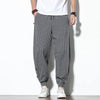 Summer Disc Buckle Striped Harem Pants