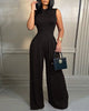 Elegant Stand Neck Slim Bodysuit Jumpsuit