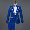 Men's White Diamond Embroidered Tuxedo