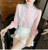 Spring Women Pink Chiffon Blouse Shirt Women Tops Blusas Mujer De Moda 2024 Long Sleeve Blouse Women Shirts Blouses Femme F447