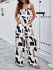 Retro Printed Women Jumpsuit Square Collar Sleeveless Suspenders Wide Leg Pants Jumpsuit 2024 Spring And Summer Elegant Romper