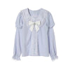 Japanese Gothic Lolita Shirt Women Harajuku Jirai Kei Bow Long Lantern Sleeve Blouses Y2k Aesthetic Elegant Sweet Clothes Tops