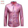 Men's Disco Shiny Gold Sequin Metallic Design Dress Shirt Long Sleeve Button Down Christmas Halloween Bday Party Stage Costume