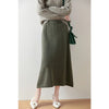 Elegant High-Waisted Pure Wool Midi Skirt