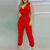 Elegant Red Flower Print Jumpsuit