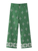 KONDALA Vintage Embroidery Green Wide-Leg Pants