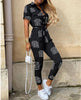 New Summer Jumpsuit Women Elegant Casual Lapel Buckle Printed Female Jumpsuit Woman Trousers Playsuit Overalls Bodysuit Romper