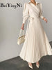 Elegant Puff Sleeve Pleated Dress