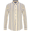 Men's Lightweight Long Sleeve Color Block Striped Dress Shirts Wrinkle-Resistant Standard-fit Youthful Button-down Casual Shirt