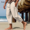Men;s Elegant Fashion Buckle Cuff Linen Pants