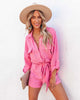 Summer Women Casual Playsuits Fashion Long Sleeve Overalls Jumpsuits Pockets Lace-up Buttons Shirt Playsuit Office Ladies Romper