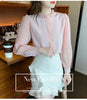 Spring Women Pink Chiffon Blouse Shirt Women Tops Blusas Mujer De Moda 2024 Long Sleeve Blouse Women Shirts Blouses Femme F447