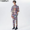 INCERUN Men's Fashion Suit: Oversized T-Shirt & Pants