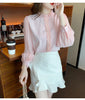 Spring Women Pink Chiffon Blouse Shirt Women Tops Blusas Mujer De Moda 2024 Long Sleeve Blouse Women Shirts Blouses Femme F447