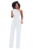 Sexy One Shoulder Rompers Womens Jumpsuit Summer Sleeveless Belt Wide Leg Elegant Lady New Size Bodycon Jumpsuits White Black
