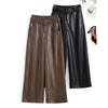 Sheepskin Leather Wide-Leg Pants
