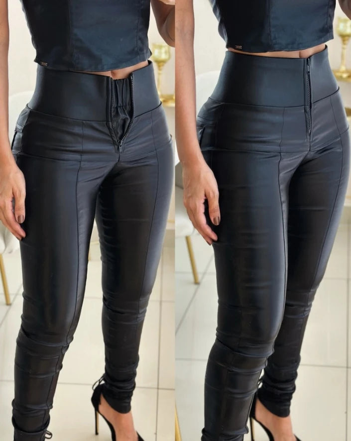 PU Leather Skinny Pants