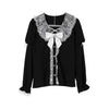 Japanese Gothic Lolita Shirt Women Harajuku Jirai Kei Bow Long Lantern Sleeve Blouses Y2k Aesthetic Elegant Sweet Clothes Tops