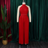 Elegant Pleated Jumpsuits for Women 2024 New O Neck Sleeveless Belt Waisted Floor Length Birthday Party Outfits Overalls Clothes