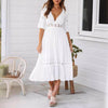 White Long Boho Lace Dress