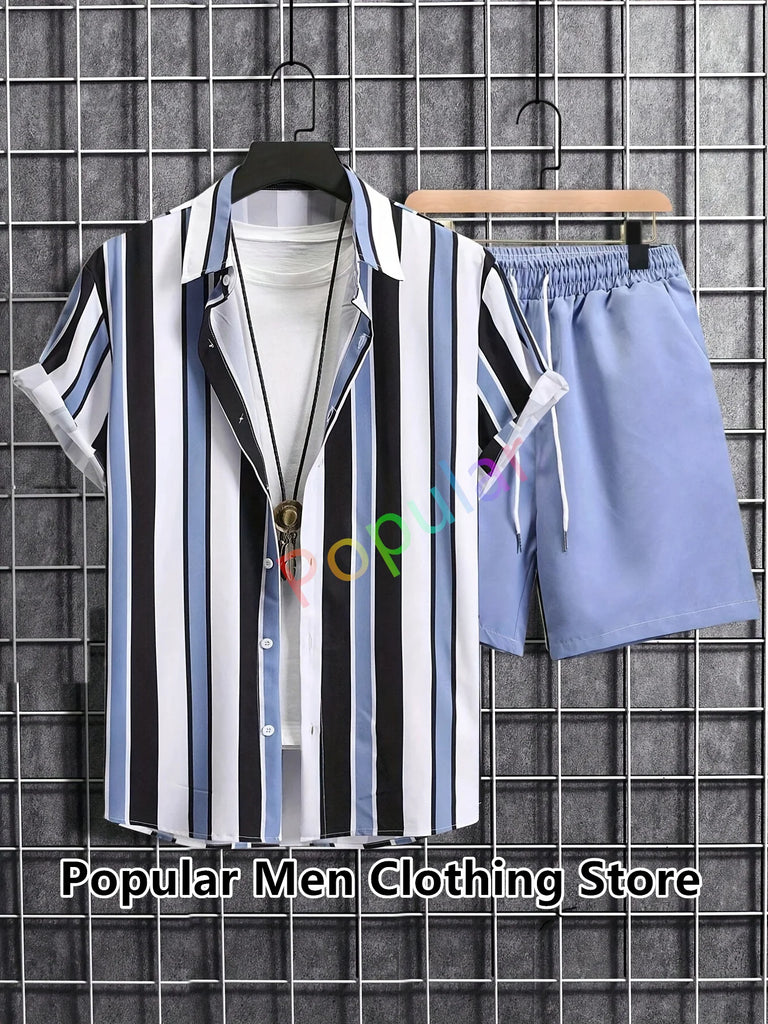 Summer New Men's Striped Set