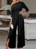 Elegant Cold-Shoulder Wide-Leg Jumpsuit