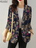 Retro Printed Long Sleeve Blazer
