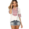 KHALEE YOSE Boho Floral Embroidery Blouse Shirt White Pink Summer Spring Mexican Shirt Women Lace Tie Up 2xl 3XL Ethnic Shirt
