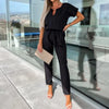 Solid V-Neck Jumpsuit