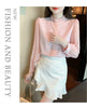Spring Women Pink Chiffon Blouse Shirt Women Tops Blusas Mujer De Moda 2024 Long Sleeve Blouse Women Shirts Blouses Femme F447