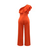 Ruffle One Shoulder Jumpsuit, Elegant Solid jumpsuit For Spring &Summer, women's Clothing