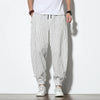 Summer Disc Buckle Striped Harem Pants