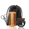 Professional Soft Boar Bristle Wood Beard Shaving Brush Men Mustache Comb Kit With Gift Bag Hairdresser Brush Hair Combs