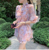 2022 Summer V-neck Floral Chiffon Jumpsuit Womens Fashion Ruffled Hem Flowers Print Ladies Rompers Slim Elegant Sexy Playsuits