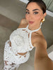Chic Flower Halter Knitted Maxi Dress