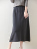 Elegant High-Waisted Pure Wool Midi Skirt