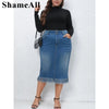 Women's Plus Size Washed Denim Skirt