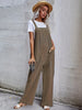 Women Straps Jumpsuit Summer Solid Color Wide Leg Pants Bib Overalls With Pocket Casual Loose Sleeveless Famale Jumpsuits Sales