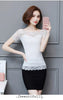 Elegant Slash Neck Spliced Lace Hollow Out Blouse Women's Clothing 2023 Summer New Oversized Casual Pullovers Office Lady Shirt