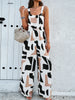 Retro Printed Women Jumpsuit Square Collar Sleeveless Suspenders Wide Leg Pants Jumpsuit 2024 Spring And Summer Elegant Romper