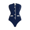 New Swimsuit New Navy Strapless Simple One-piece Swimwear Set for Summer Women in Stock