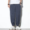 Summer Disc Buckle Striped Harem Pants